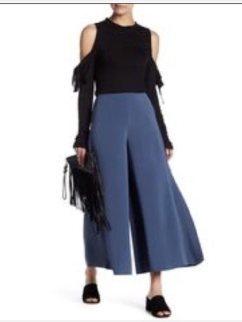 Topshop Slate Blue Side Split Trousers